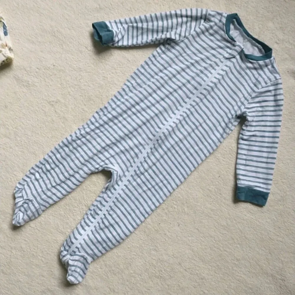Milkberry One-piece Bodysuit Baby Boy 0-6M Dinosours Striped Bamboo Set Of 2